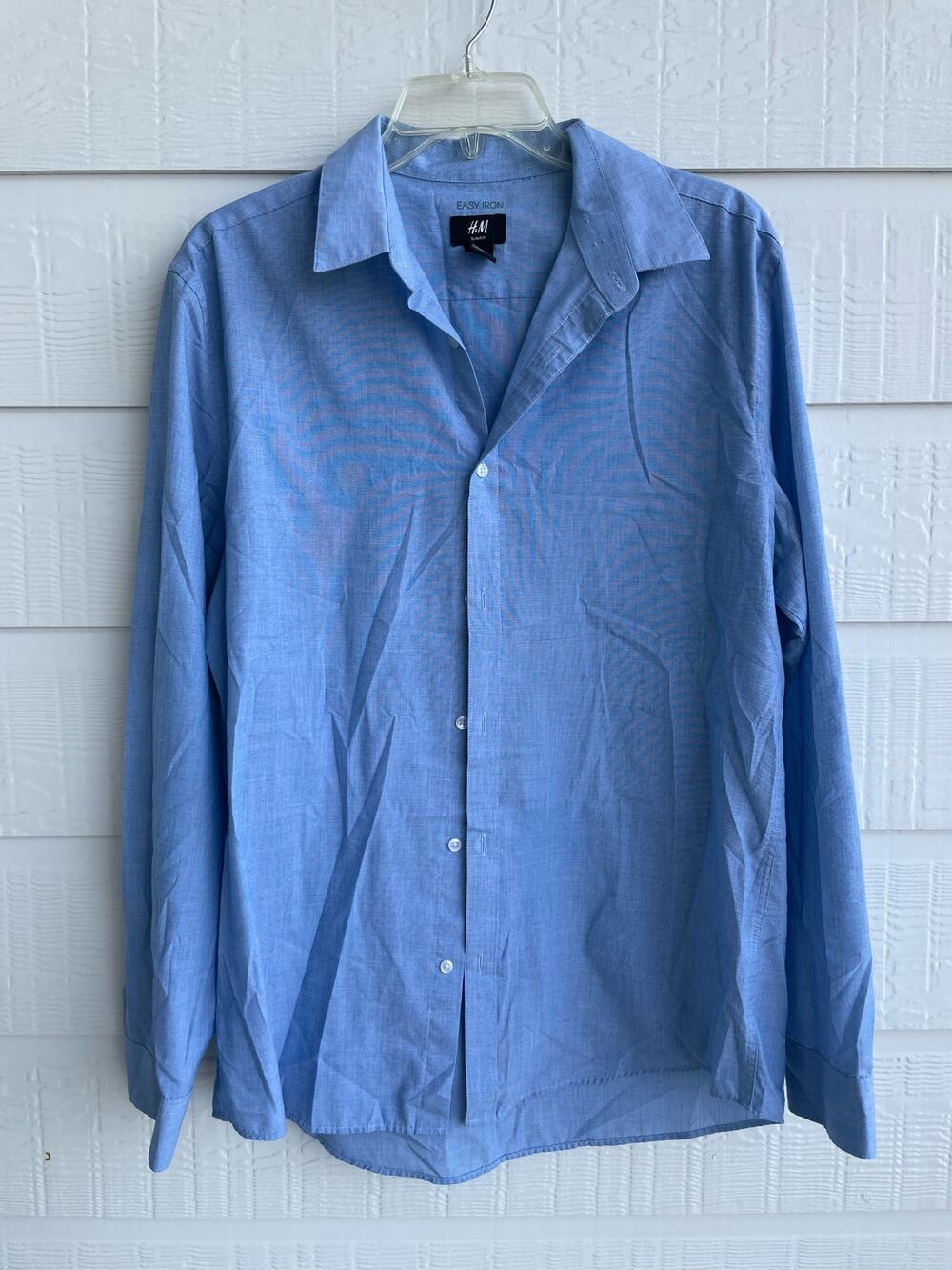 H&M Men's Blue Slim Fit Dress Shirt Large